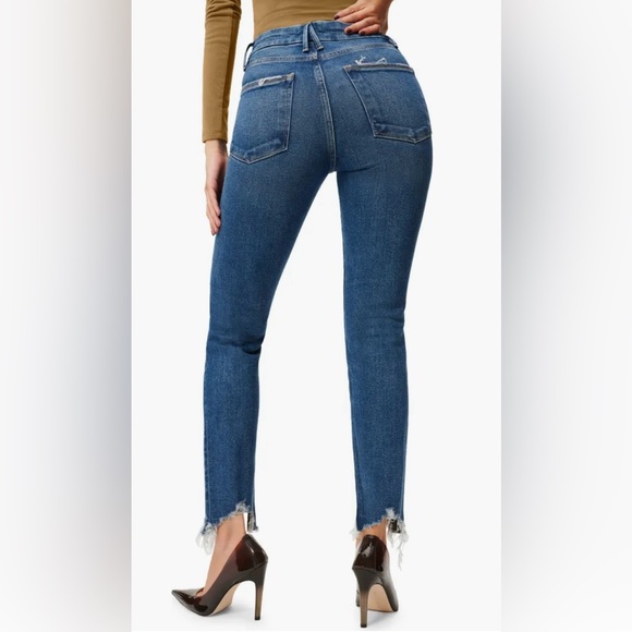 NWT Good American Skinny Blue Raw Hem Size 6 - Picture 2 of 15